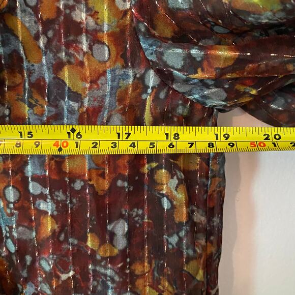 Lafayette 148 New York Women size Small Silk Puff Sleeve Long Sleeve Blouse Boho - Picture 9 of 11